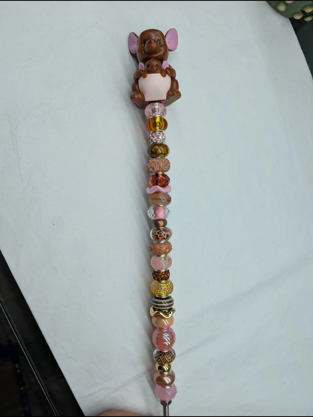 Hand Made Fairy Wand/Plant/Garden Stake W/Roo Figurine Topper